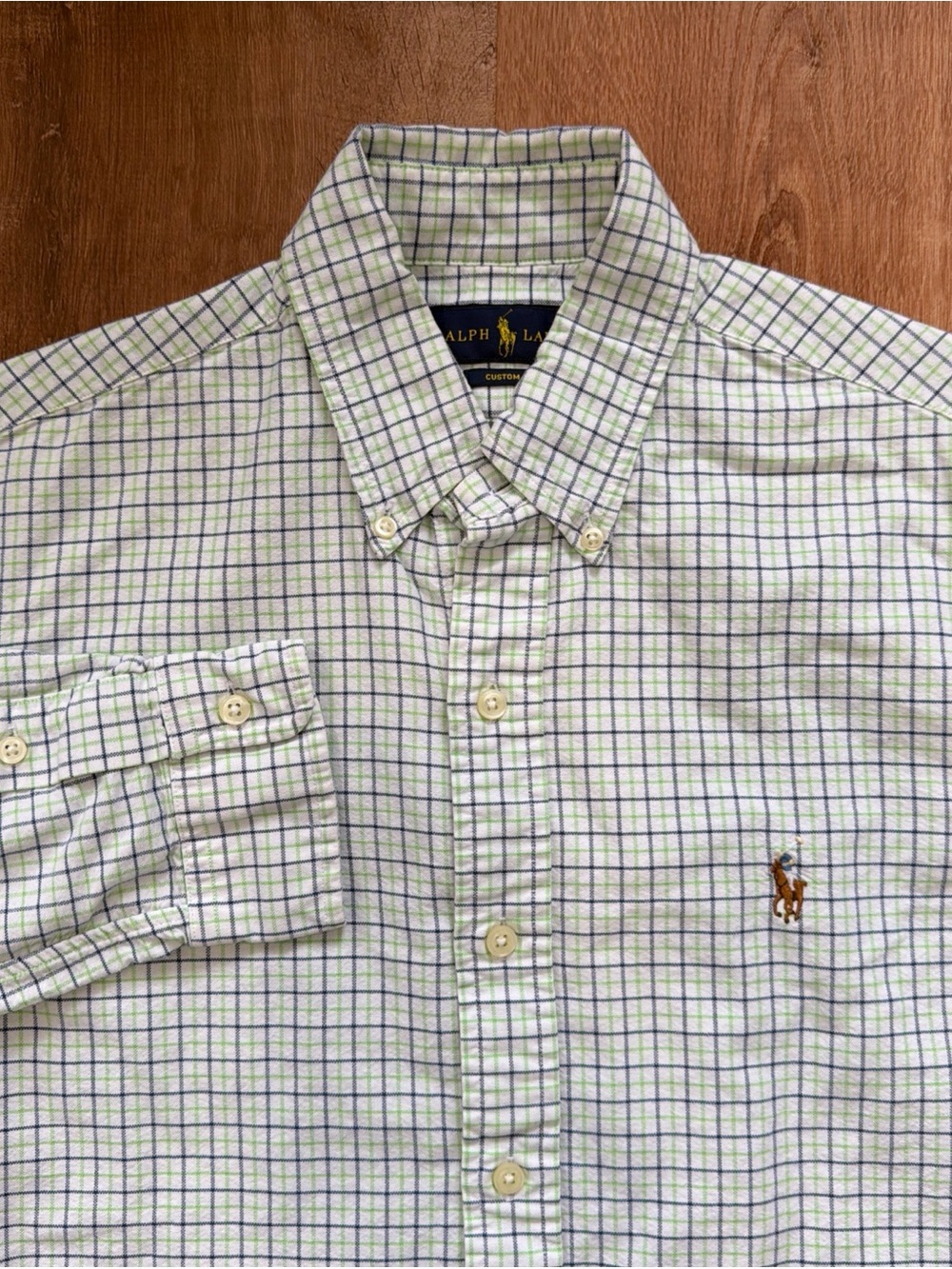 Ralph Lauren Button Down Shirt Mens Small Tattersall Check Custom Fit Cotton